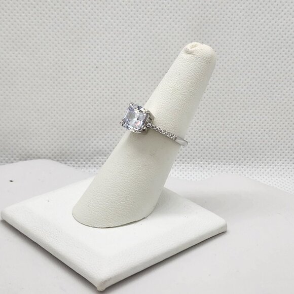 Brand New Sterling Silver 925 Square Gemstone CZ Ring - Picture 3 of 5